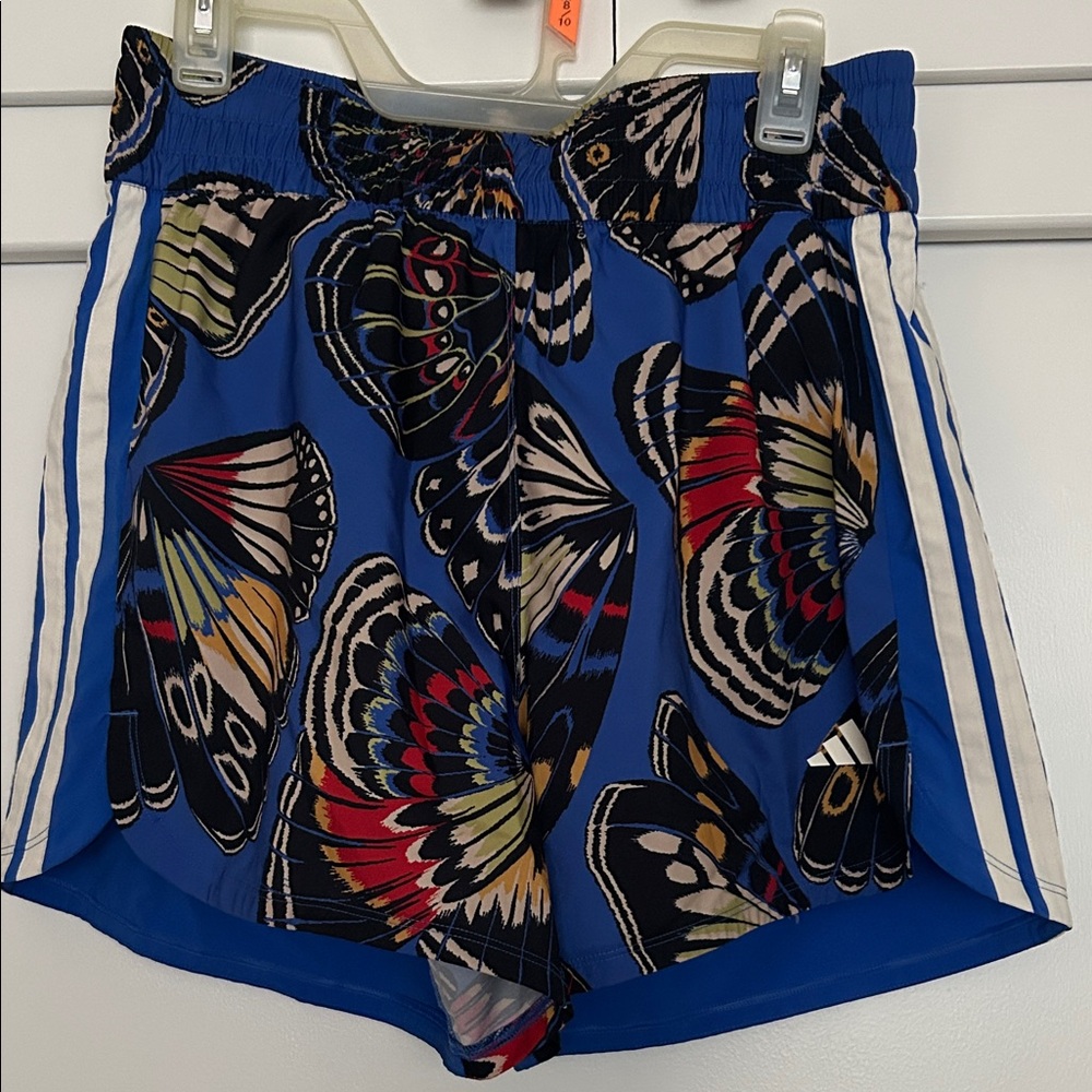 adidas Blue Multicolor Butterfly Women's Athletic Shorts